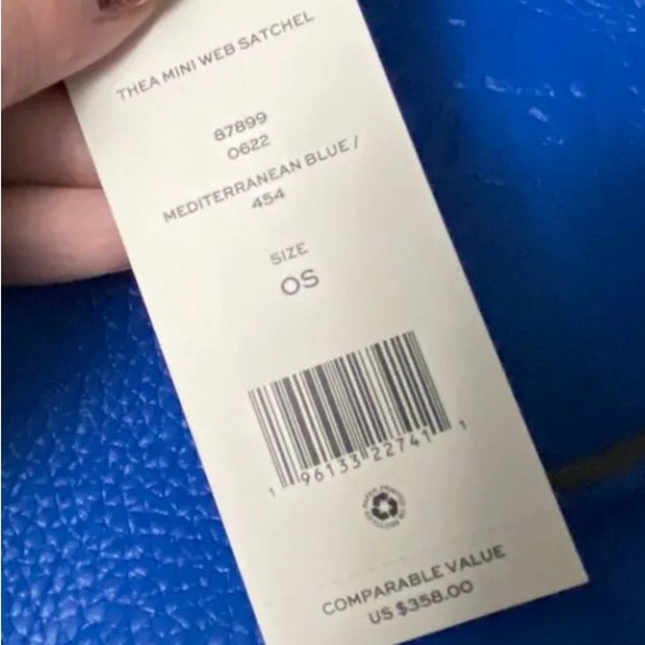 NWT Tory Burch Thea Mini Web Satchel Mediterranean Blue - Picture 4 of 4